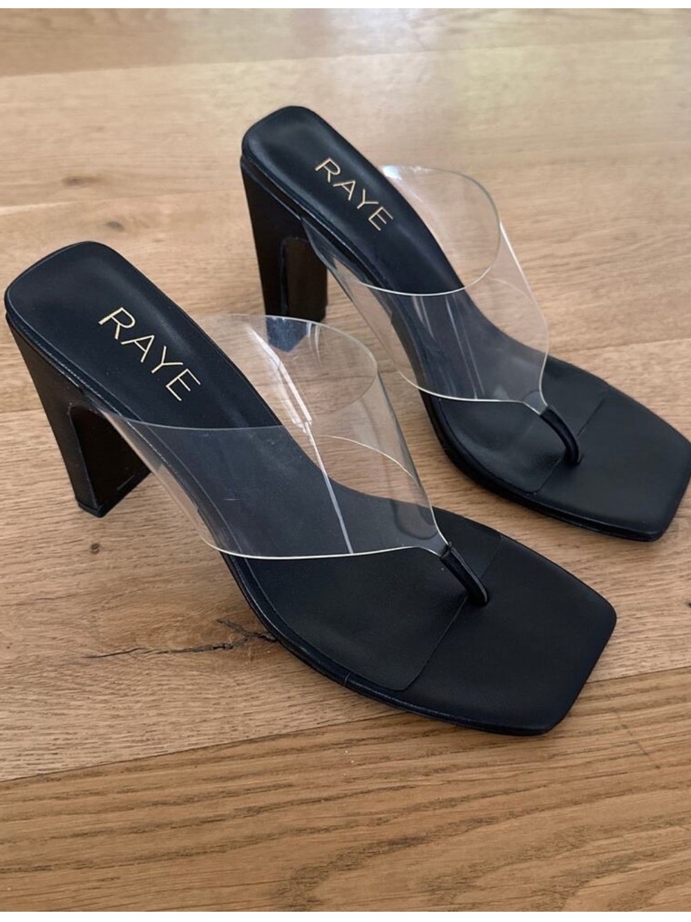 Raye - Ria Slip On Mules Sandals in Clear & Black